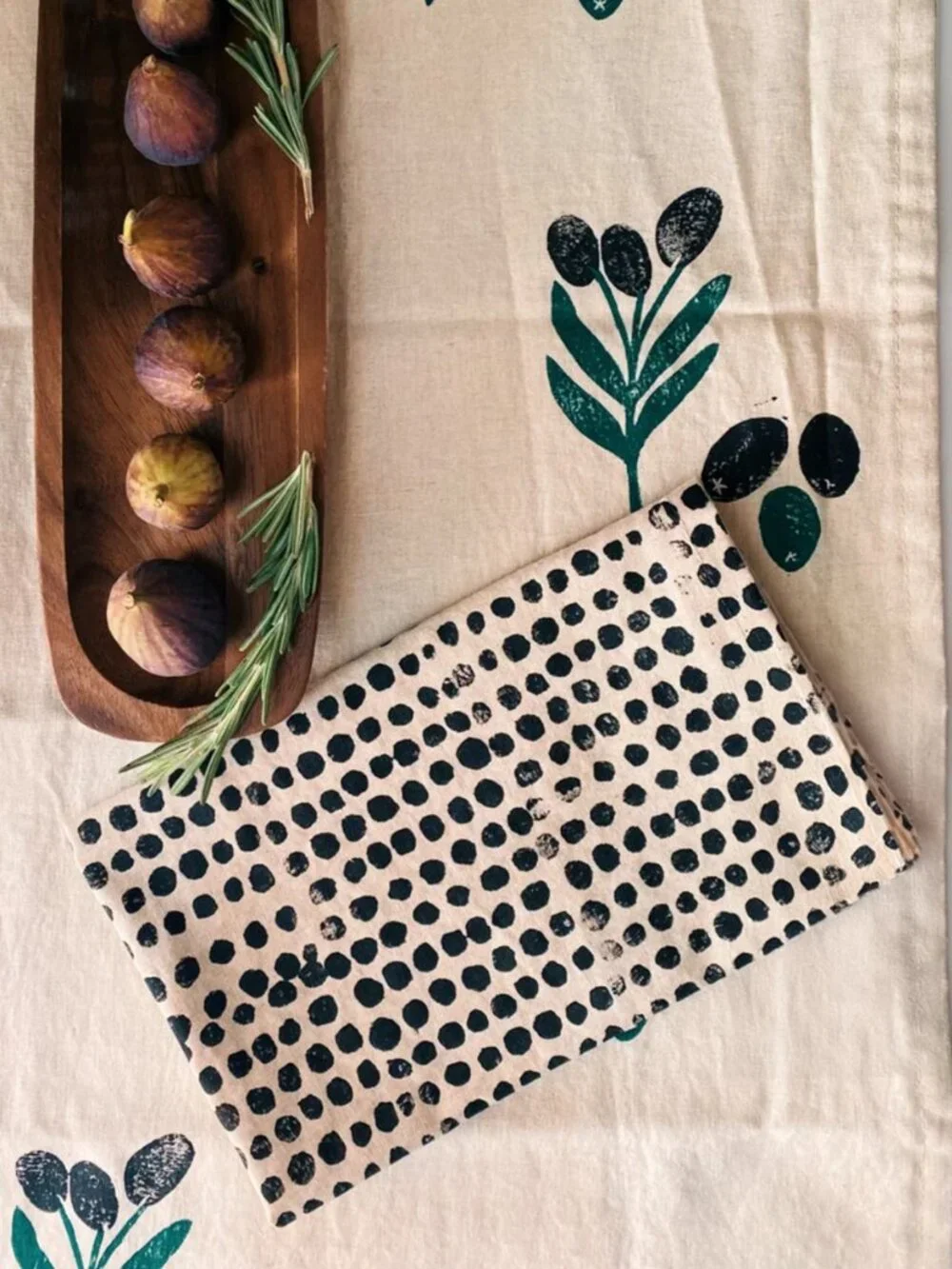 JULIE PEACH Blockprint Napkins Black and White (3 Pairs)